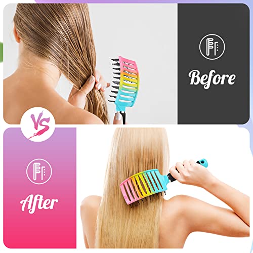 Curved Vented Paddle Brush (colourful)