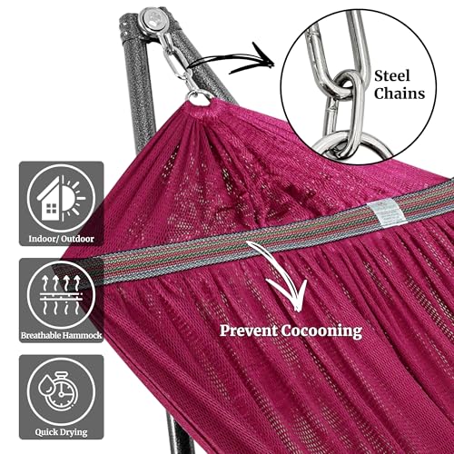 Universal Double Hammock with Stand Included for 2 Persons (1. Red)