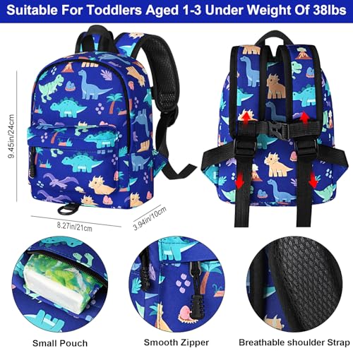 Toddler Backpack Leash (Blue/Volcanic Dino, Blue Link)
