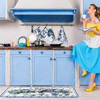 10 Pcs Chinoiserie Blue White Hydrangea Kitchen Decor Set (Blue, White / Hydrangea)