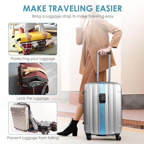 Heavy Duty Luggage Straps with TSA Lock (Blue)