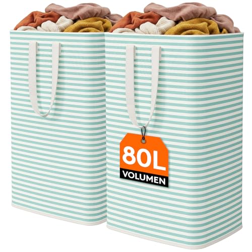 80L Large Laundry Baskets (Sage Green / 80L)
