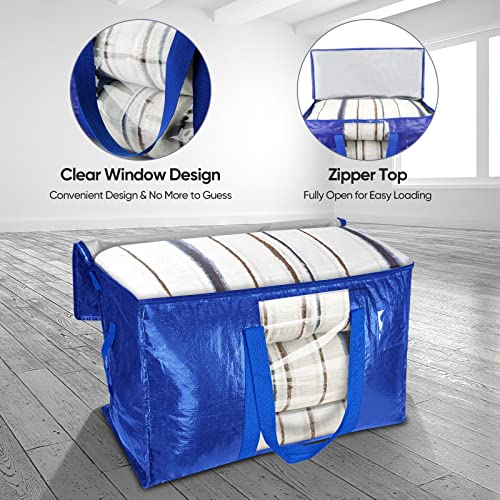 8 Pack Oversized Moving Bags with Reinforced Handles (8-Pack / Blue-window)