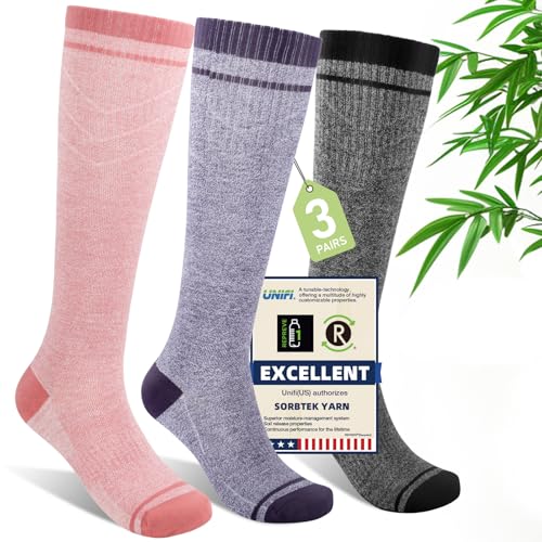 Compression Socks Women & Men (Large-X-Large / I12-3pairs (Purple&pink&light Gray))