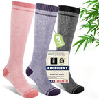 Compression Socks Women & Men (Large-X-Large / I12-3pairs (Purple&pink&light Gray))