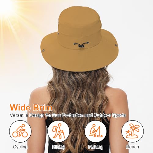 Sun Hats for Women Bucket Hat UV Protection Fishing Hat Wide Brim Safari Hats 2 in 1 Zip (1pack-brown)
