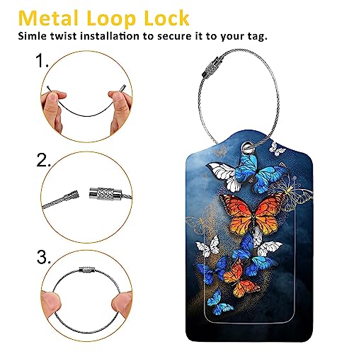 2 Pack Butterflies Luggage Tags for Suitcases (Butterflies)