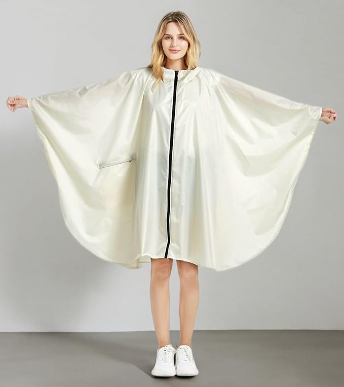 Rain Poncho Jacket Coat Hooded Zipper Style - Image 8