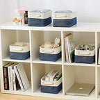 Storage Bins for Shelves (White & Blue / Small -11.8Lx7.9Wx5.2H)