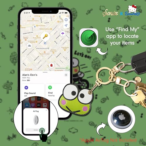 x Sanrio Character Keychain Case Compatible with Apple AirTag (Keroppi)