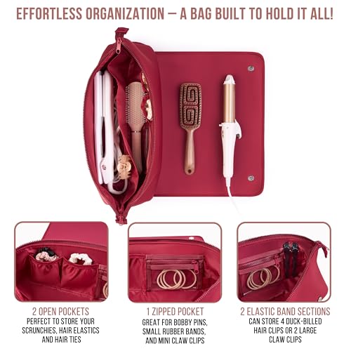 Hair Tools Travel Bag and Heat Resistant Mat 17" (Burgundy)