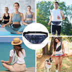 Large Fanny Pack Cross Body Bag Camo Belt Bag with Headphone Jack (Camo Gray Blue / Large)