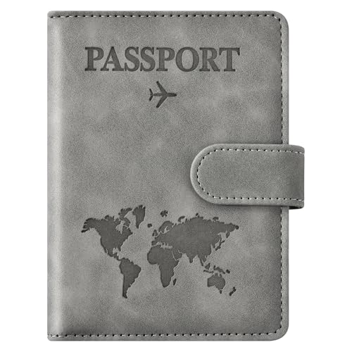 Passport Holder for Travel Essentials (gray / Magnetic Clasp)