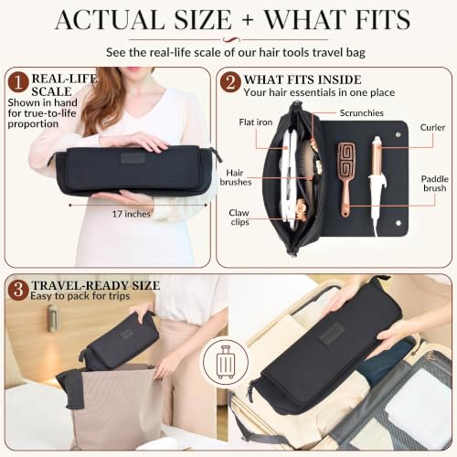 Hair Tools Travel Bag and Heat Resistant Mat (Mesh Black)