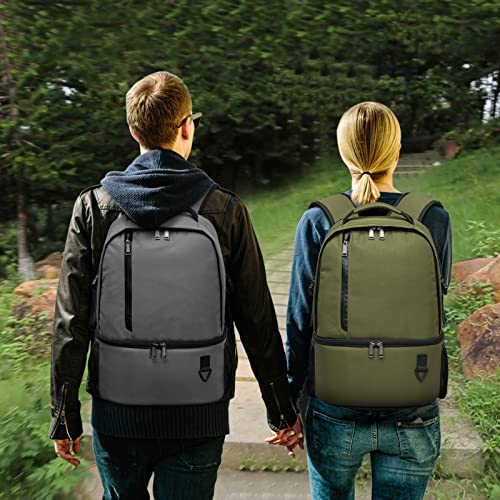 Dual Compartment Cooler Backpack Insulated 16Cans Lunch Box Backpack (8901-gray / 16 Cans)