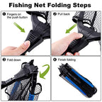 Fishing Net Fish Floating Landing Net with Handle (19.7"/50cm Hoop Size 1.5M(Extendable) / 1.5m (Extendable))