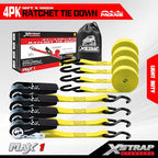 4 PK Ratchet Tie Down Straps (4PK-1Inch / Yellow)