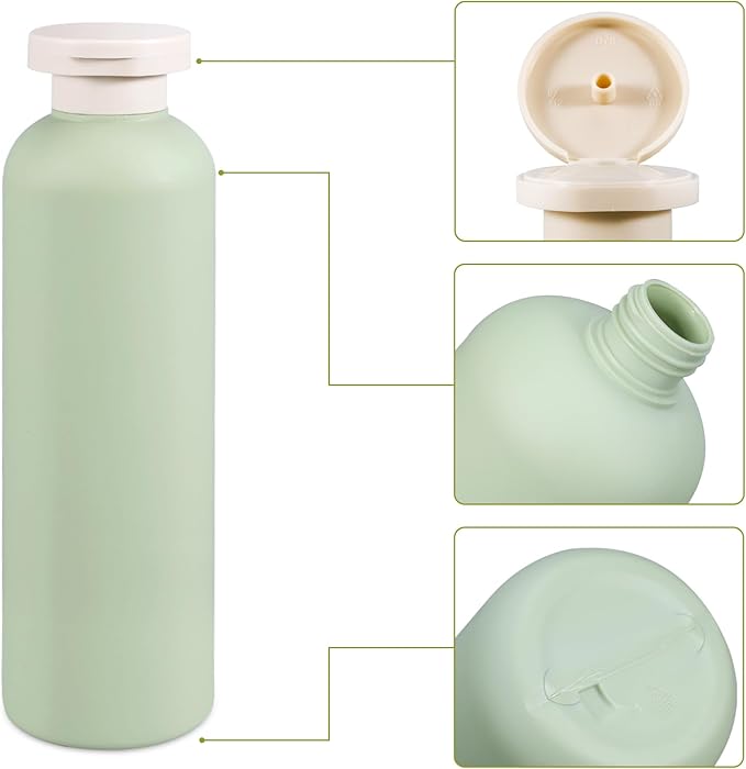 13.5 oz Plastic Travel Shampoo Bottles, Refillable Flip Cap Squeeze Bottles - Image 3