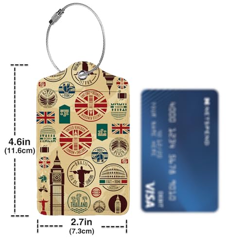 Travel Icons 2 Pack Luggage Tag for Suitcase (Travel Icons)