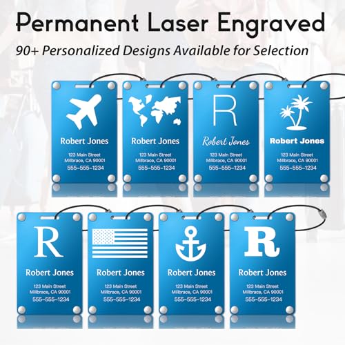 Personalized Luggage Tags (Sleek Bar-blue)