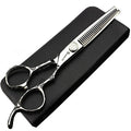 6/7/8-Inch Professional Hair Scissors Haircut Rose Pattern Hair Scissors Styling Tools Japanese Stainless Steel Scissor Set (6-in thinning scissors) (6-inch Thinning Scissors)