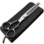 6/7/8-Inch Professional Hair Scissors Haircut Rose Pattern Hair Scissors Styling Tools Japanese Stainless Steel Scissor Set (6-in thinning scissors) (6-inch Thinning Scissors)