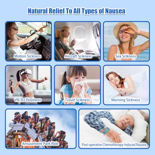 Motion Sickness Bracelets Wristband Sea Sickness for Adult Kids & Pregnant Women (B-03-2pairs-bule+beryl-bohemia)