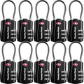 TSA Approved Luggage Locks (Black / 10 Pack)