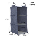 Hanging Cotton Blend Closet Organizer with 3 Storage Shelves (Denim)