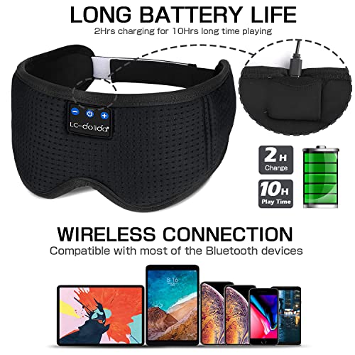 Sleep Headphones Sleep Mask with Bluetooth Headphones (Black Silk)
