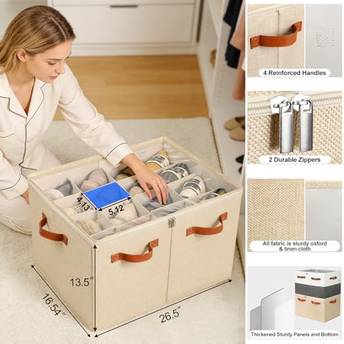Shoe Organizer for Closet (Jute / Large(20.87''L x 16.54''W x 13.5''H))