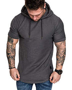 Mens Fashion Hoodies Sport Pullover Solid Color Shirt Workout Lightweight Tops Dark Grey XX (XX-Large / Dark Grey1)