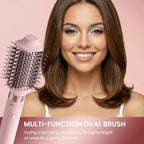 5-in-1 Dual Voltage Hair Dryer Brush for Travel with Storage Bag (Peach Pink)