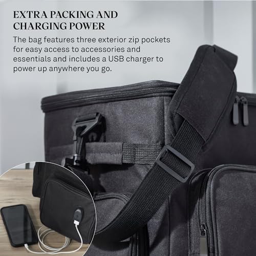 6 Bottle Insulated Wine Bag with Rolling Cart (Black)
