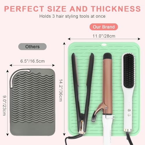 Oversize Silicone Heat Resistant Mat for Hair Tools (Green)