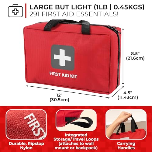 Home Essentials First Aid Kit (291 Piece - Red)