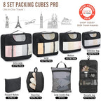 10 Set 8 Set Packing Cubes for Travel Essentials (01 Black)