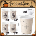 48 Sets 8 oz Halloween Disposable Coffee Cups with Lids and Sleeves (Spider)