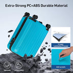 24 Inch Medium Luggage Checked TSA Approved Suitcase (Ocean Blue / 24" Checked)