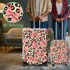 Luggage Cover Suitcase Protector + Luggage Tag (Coquette Pink Bows Leopard / M)