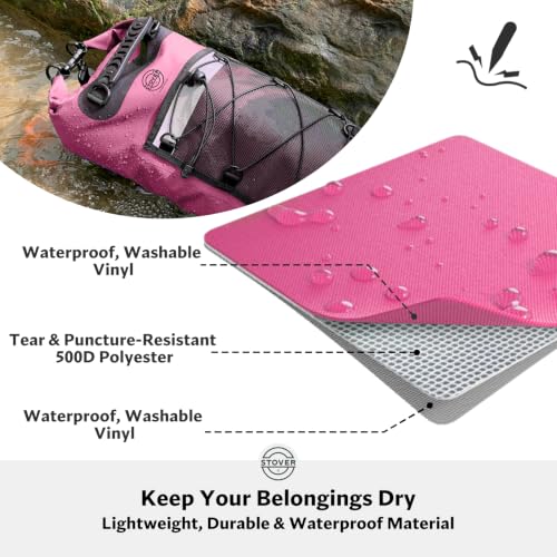 5/10/25/30/40L Waterproof Dry Backpack & Phone Case- Large Floating Dry Bag for Kayaking, Travel, Hiking, Fishing, Camping, Motorcycles & Beach, Heavy-Duty Roll Top Men/Women (Pink) (25l+ Pink / 30L)