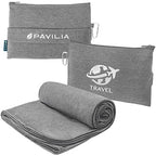 Travel Blanket Airplane Compact Pillow with Bag for Flights (Gray / 65 x 40 inches)