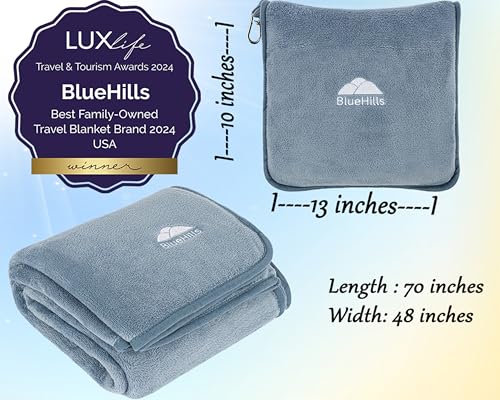 Premium Soft Long Travel Blanket Airplane Throw (Grayblue-long-t056)
