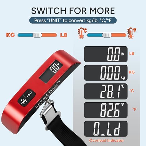 Luggage Scale Digital Suitcase Weight Scale for Travel (Red)