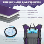 Lightweight Hydration Hiking Backpack with 2L Water Bladder (5.Purple / 2L Bladder)