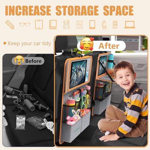 Car Backseat Organizer with Tablet Holder (Orange / 2pack)