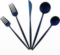 Matte Blue Gugrida 5-Piece 18/10 Stainless Steel Silverware Set, Satin Finish by Gugrida