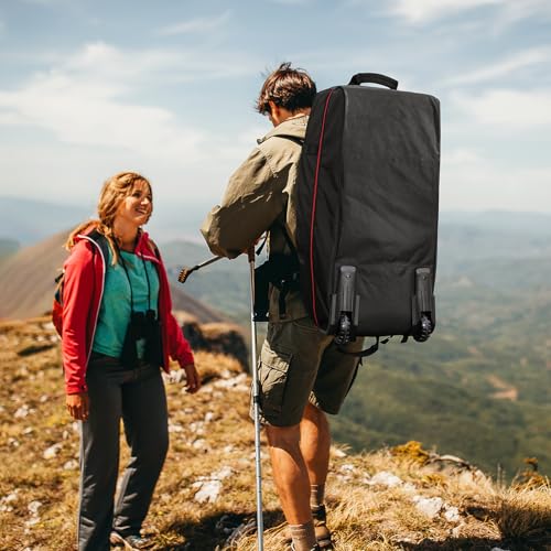 32 Inch Wheeled Foldable Duffle Bag (Black-red / Upgraded Oxford)