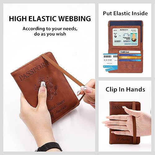Rfid Passport Holder for Travel women (Brown1)