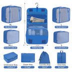 10 Set Packing Cubes Various Sizes Packing Organizer for Travel Accessories Luggage Carry On Suitcase (10-Blue / 10 Set-full Mesh)